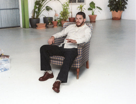 Javier Ruiz is pictured wearing our Mid-Heel Derby in Leather Brown