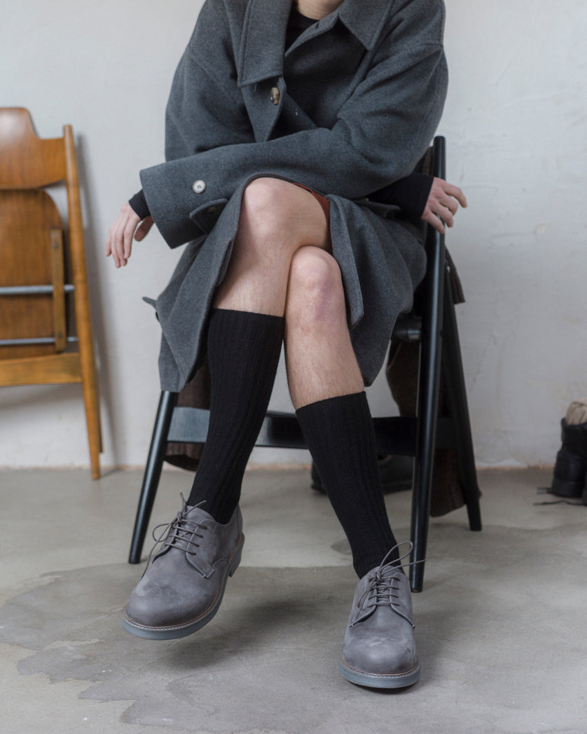 Mid-Heel Derby Distressed Leather Gris