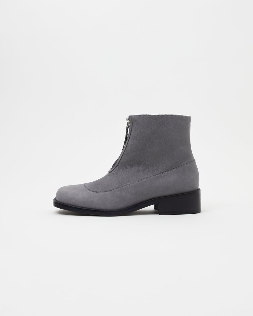 Cove Boot Nubuck Ink Blue, side profile view of a single ankle boot