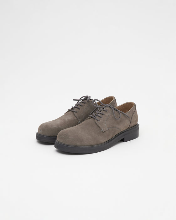 Sample 2 - Mid-Heel Derby Suede Khaki