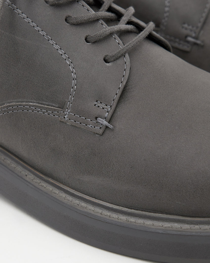 Mid-Heel Derby Distressed Leather Gris