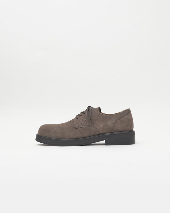 Sample 2 - Mid-Heel Derby Suede Khaki