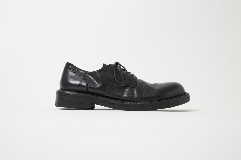 Mid-Heel Derby Washed Leather Black