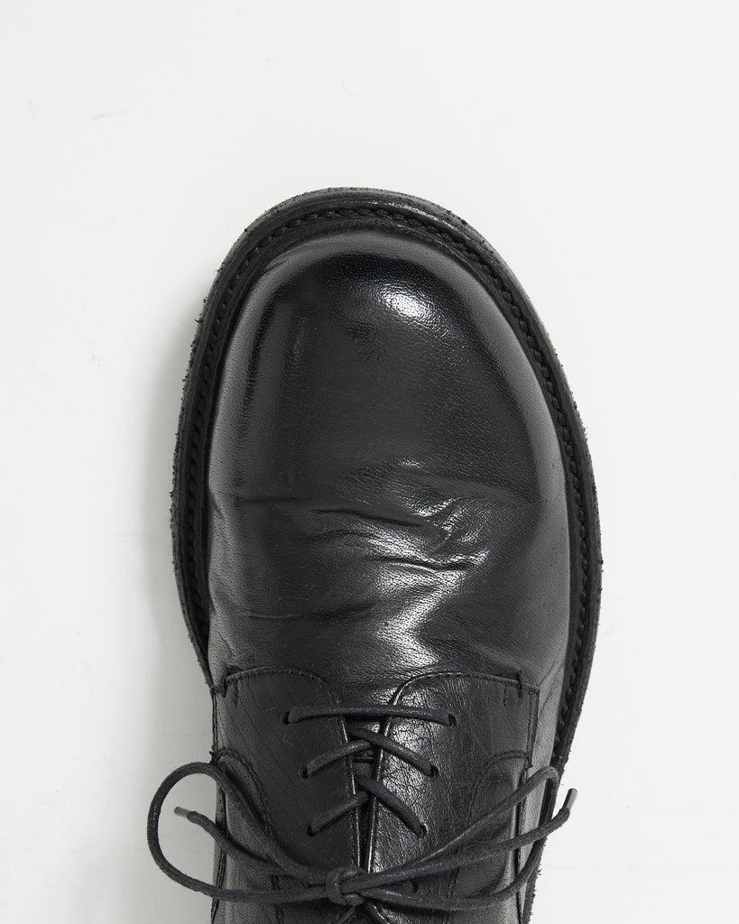 Mid-Heel Derby Washed Leather Black