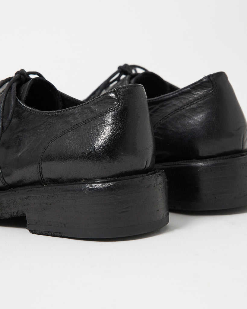 Mid-Heel Derby Washed Leather Black