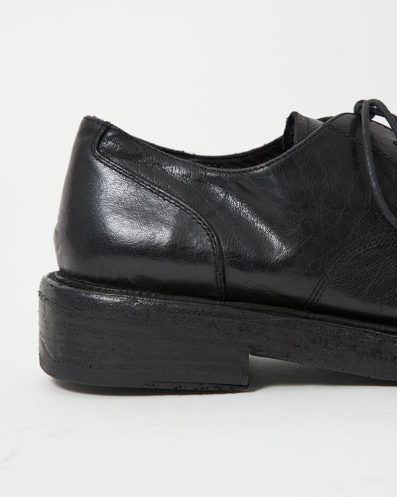 Mid-Heel Derby Washed Leather Black