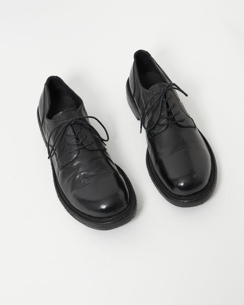 Mid-Heel Derby Washed Leather Black