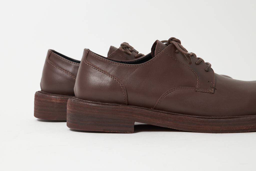 Mid-Heel Derby Washed Leather Brown