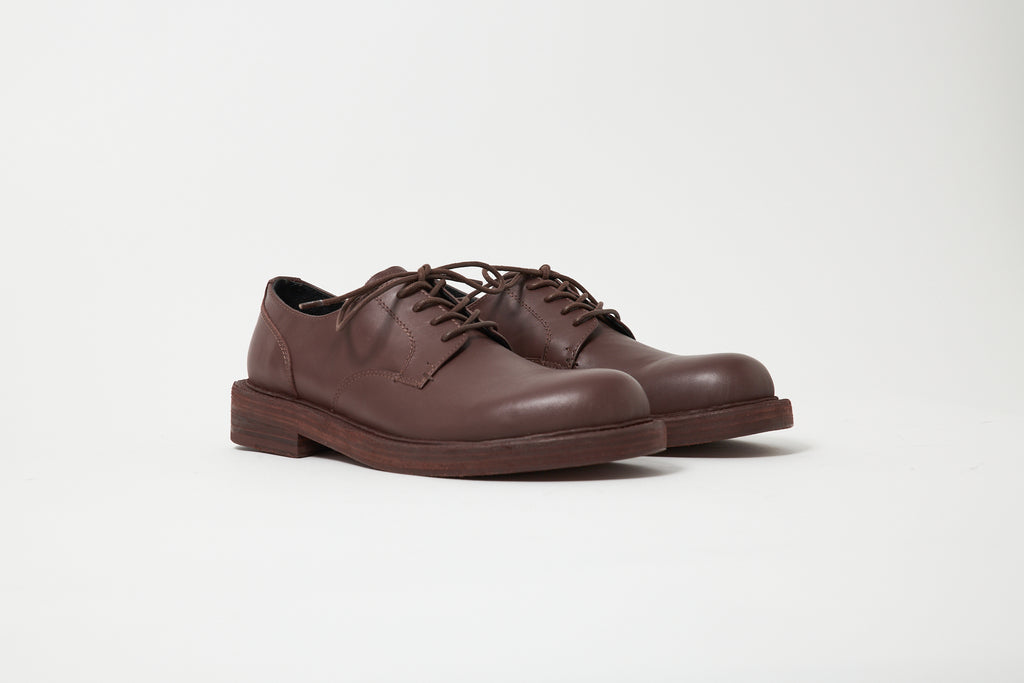 Mid-Heel Derby Washed Leather Brown