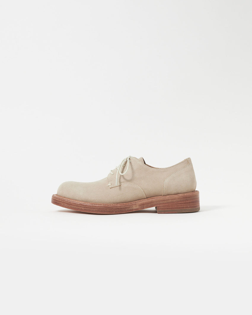 Mid-Heel Derby Suede Beige
