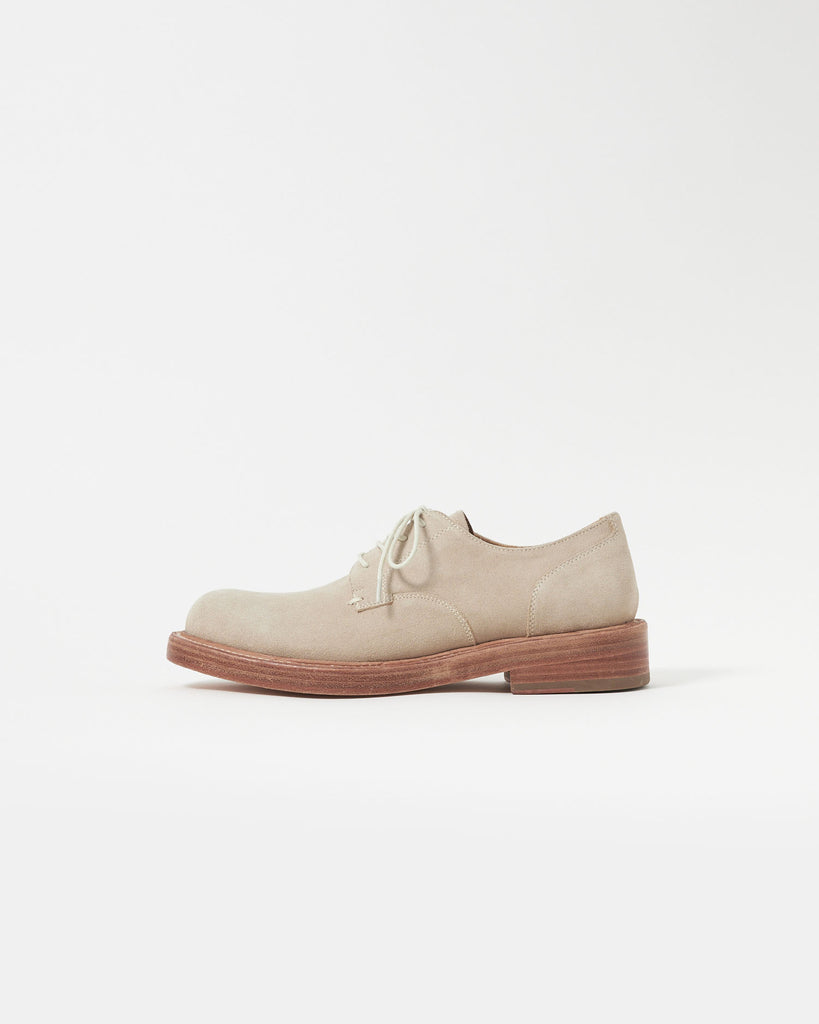 Mid-Heel Derby Washed Suede Beige