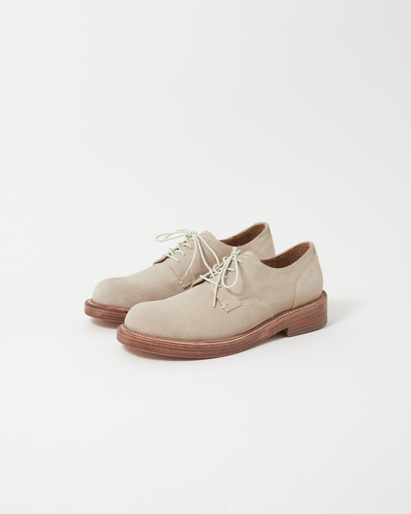 Mid-Heel Derby Washed Suede Beige