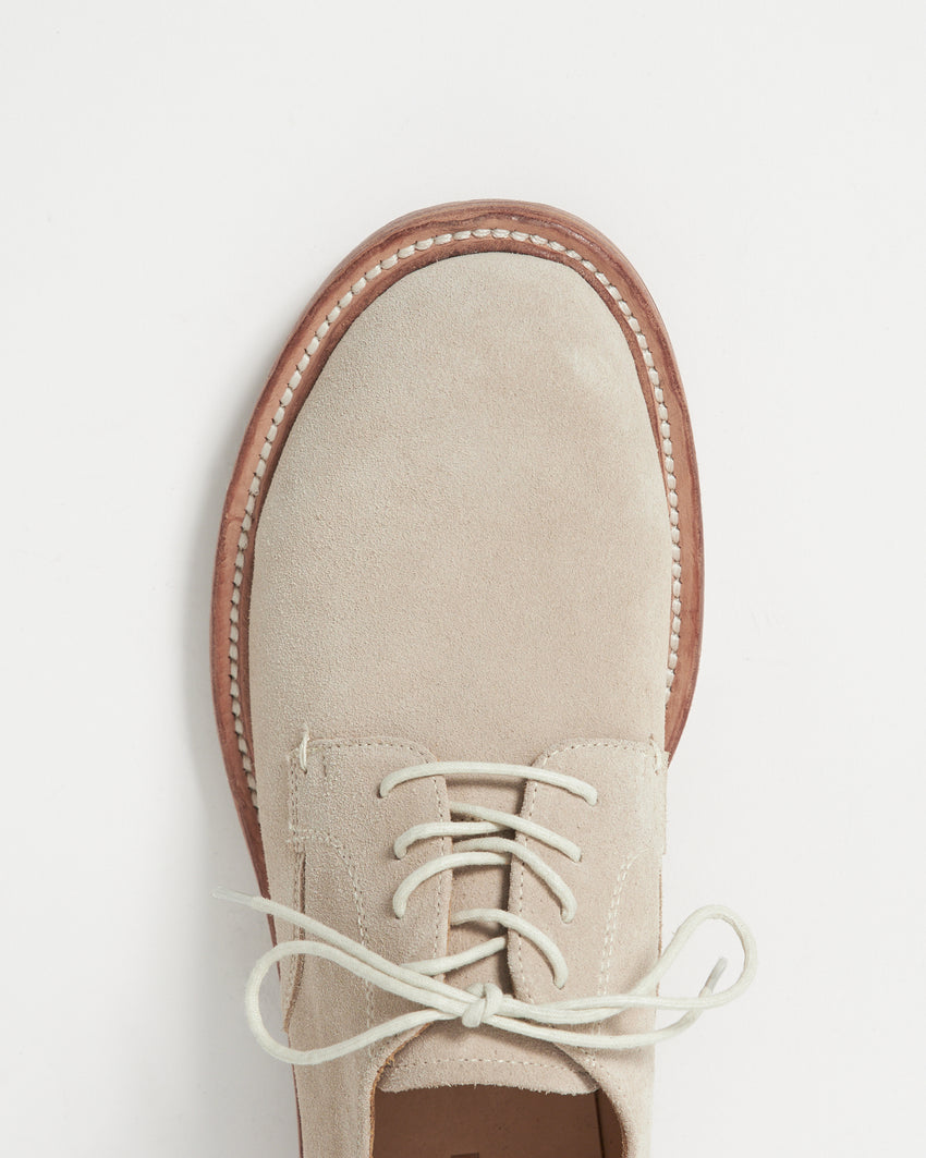 Mid-Heel Derby Suede Beige