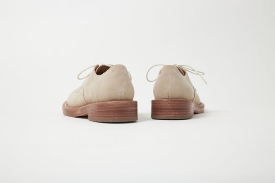 Mid-Heel Derby Washed Suede Beige