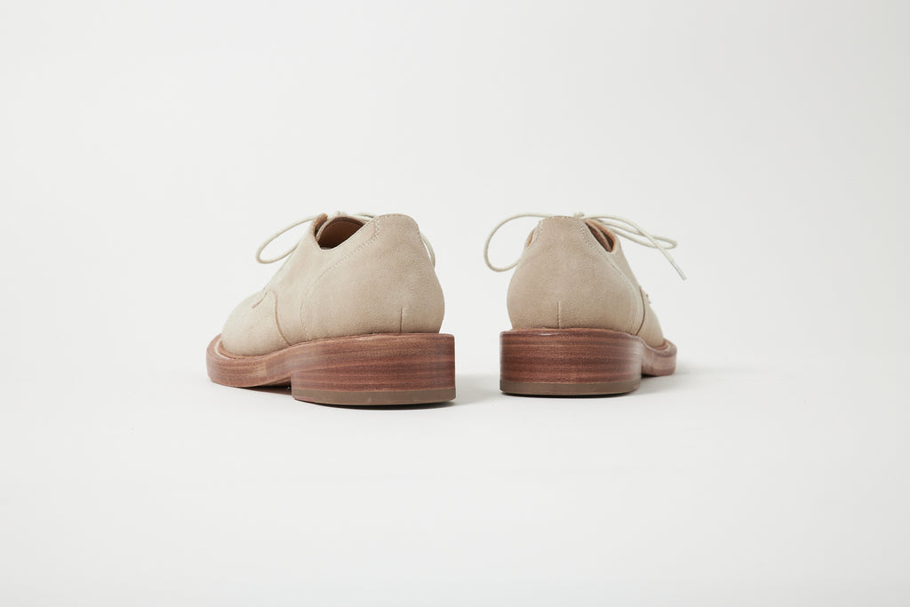 Mid-Heel Derby Washed Suede Beige