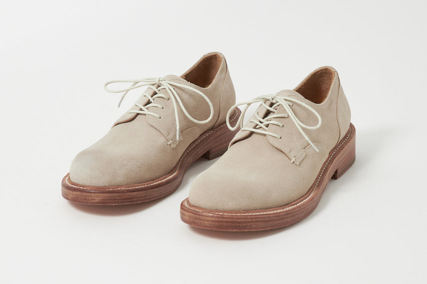 Mid-Heel Derby Suede Beige