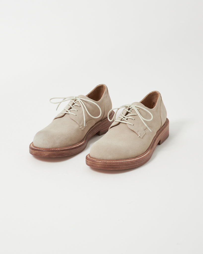 Mid-Heel Derby Washed Suede Beige