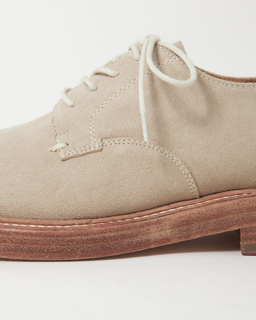 Mid-Heel Derby Washed Suede Beige