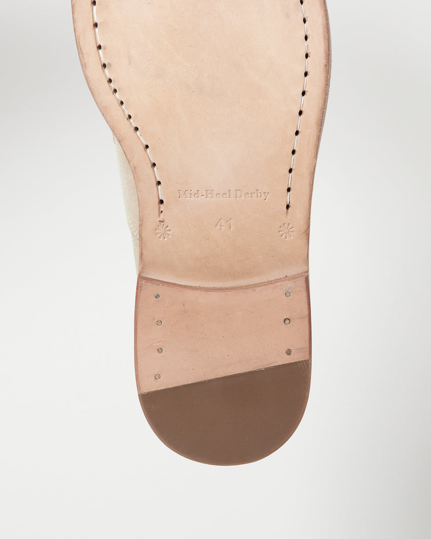 Mid-Heel Derby Suede Beige