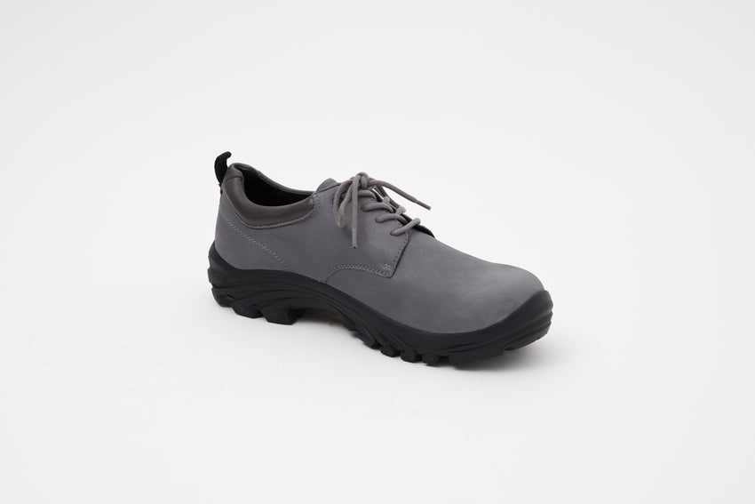Pair of Non-Safety Shoe Nubuck Ink Blue shoes, side profile view