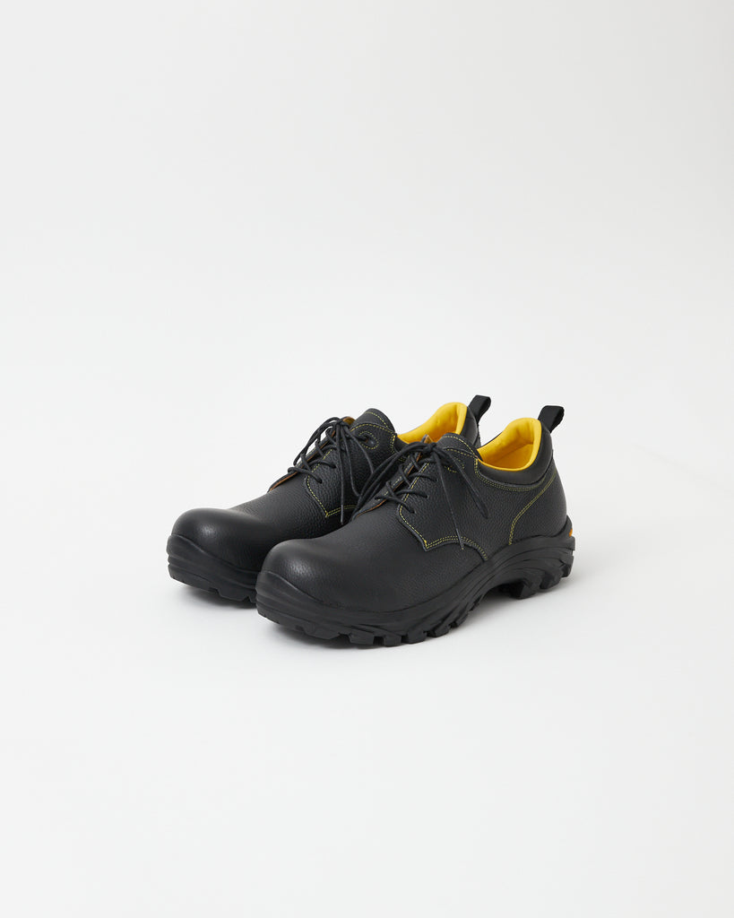 Non-Safety Shoes Pebbled Leather Black & Yellow